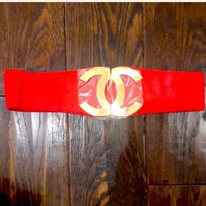 Red designer inspired stretch belt